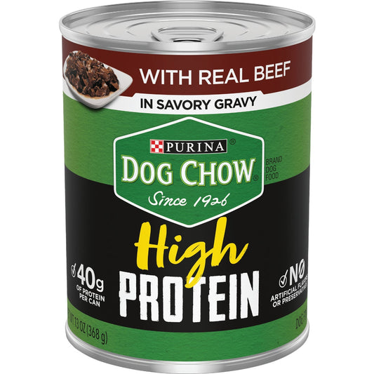 Purina Dog Chow Beef Adult Flavor High Protein Wet Dog Food, 13 Oz.