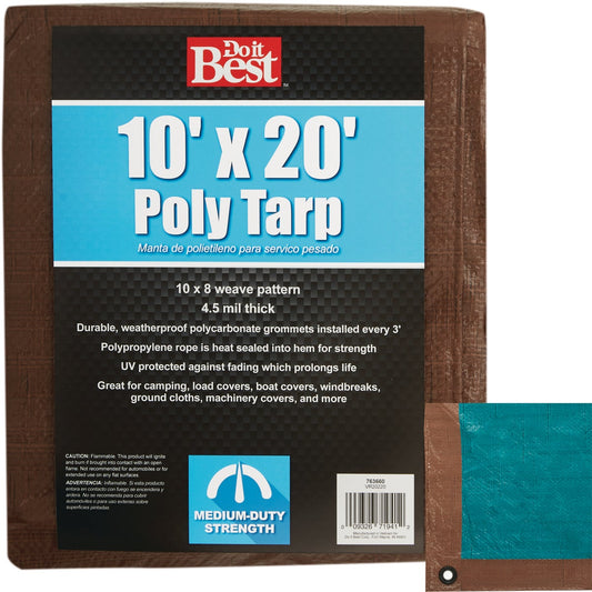 Do it Best 1 Side Green/1 Side Brown Woven 10 Ft. x 20 Ft. Medium Duty Poly Tarp