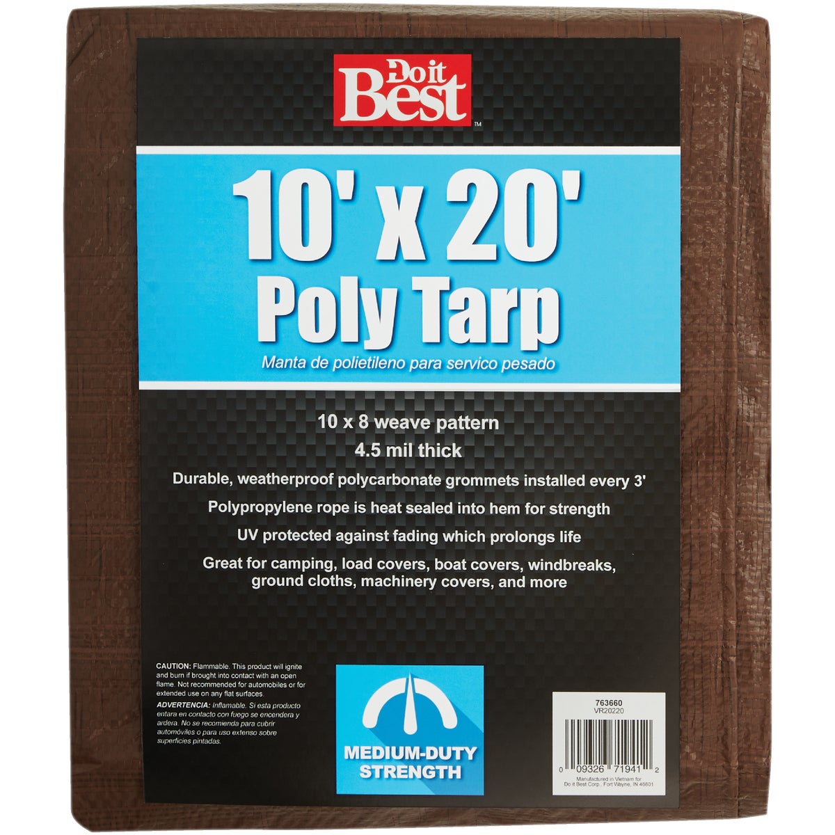 Do it Best 1 Side Green/1 Side Brown Woven 10 Ft. x 20 Ft. Medium Duty Poly Tarp