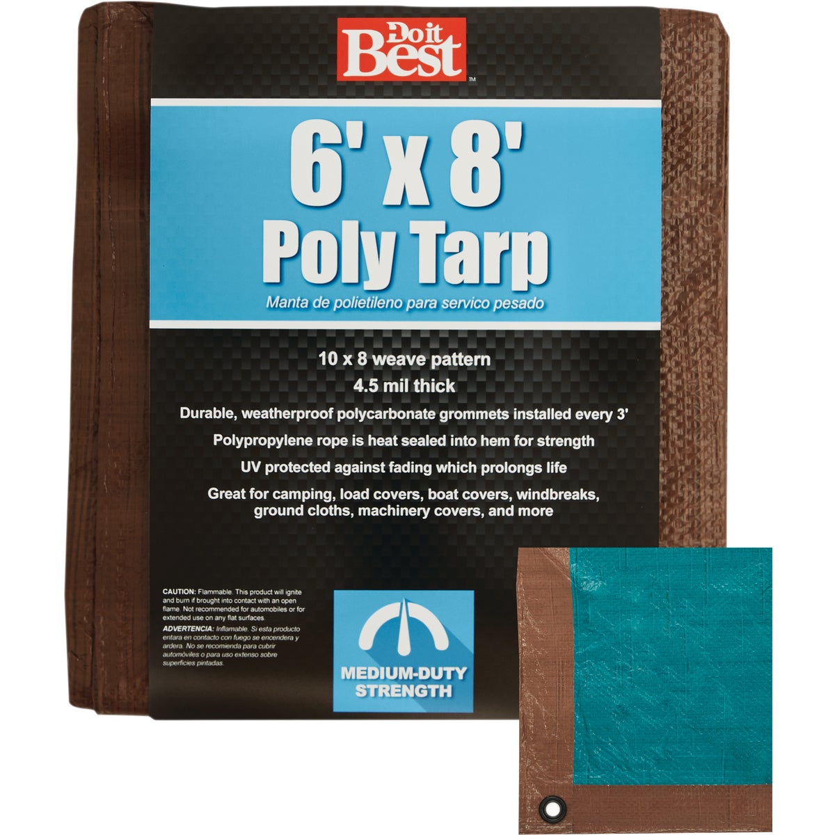 Do it Best 1 Side Green/1 Side Brown Woven 6 Ft. x 8 Ft. Medium Duty Poly Tarp