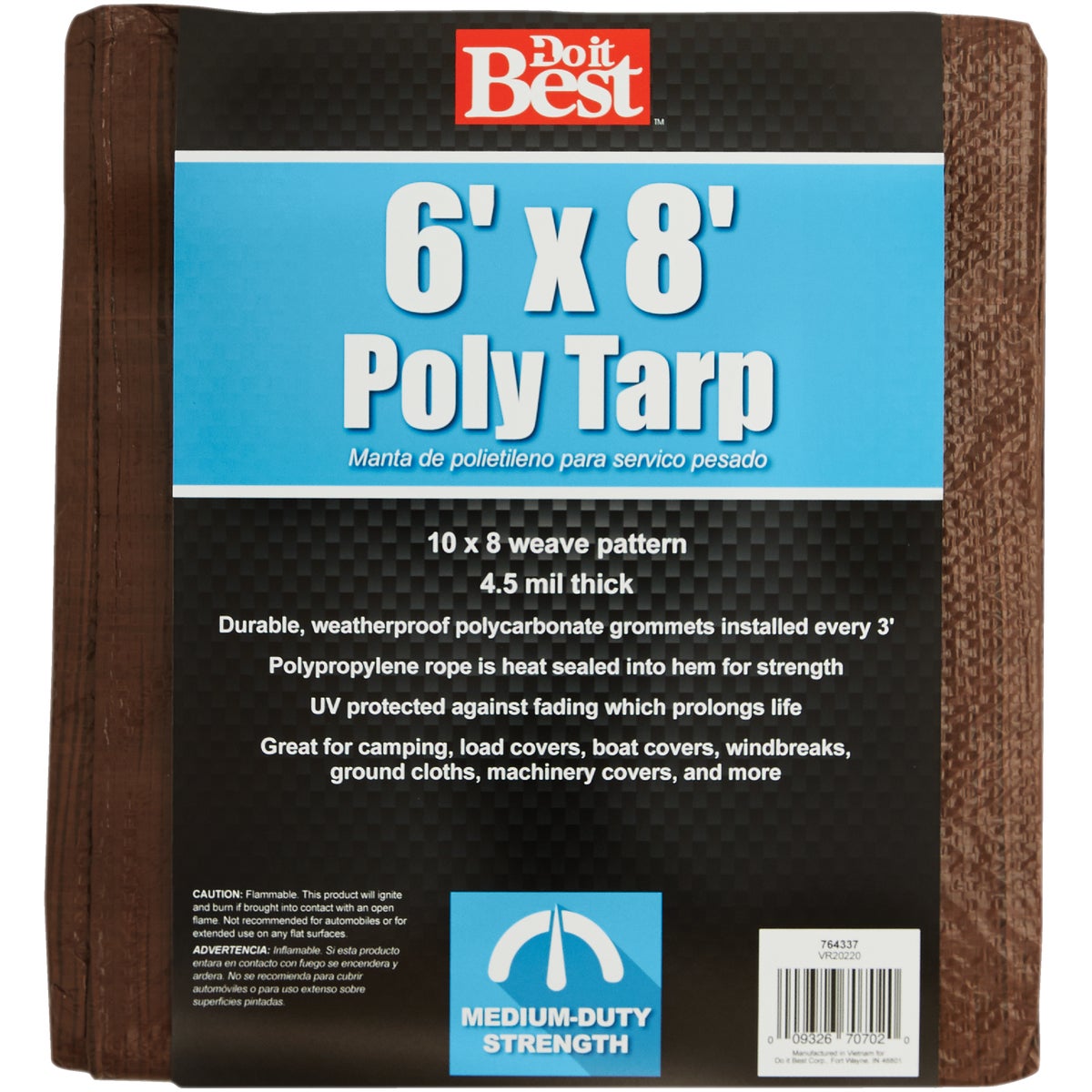 Do it Best 1 Side Green/1 Side Brown Woven 6 Ft. x 8 Ft. Medium Duty Poly Tarp