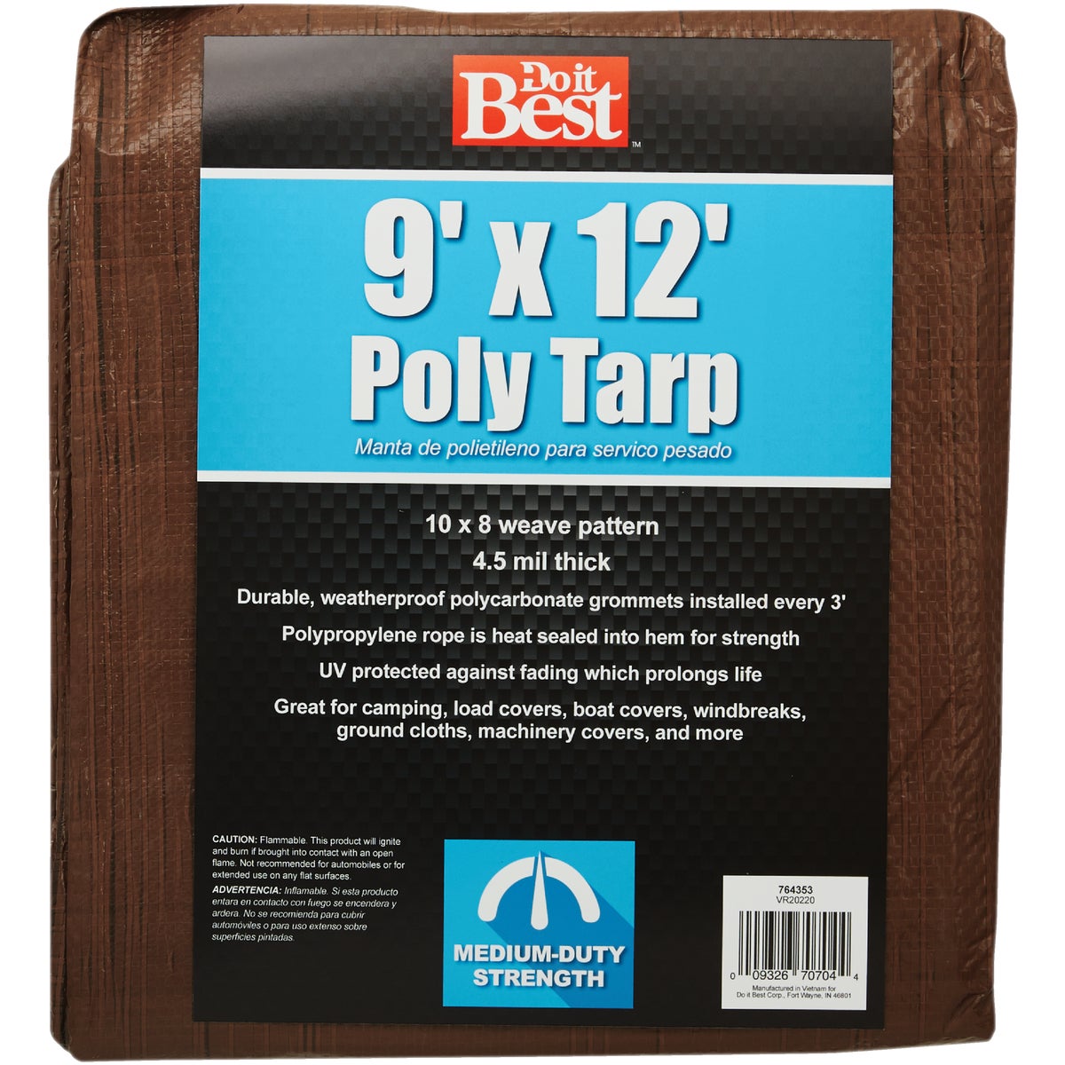 Do it Best 1 Side Green/1 Side Brown Woven 9 Ft. x 12 Ft. Medium Duty Poly Tarp