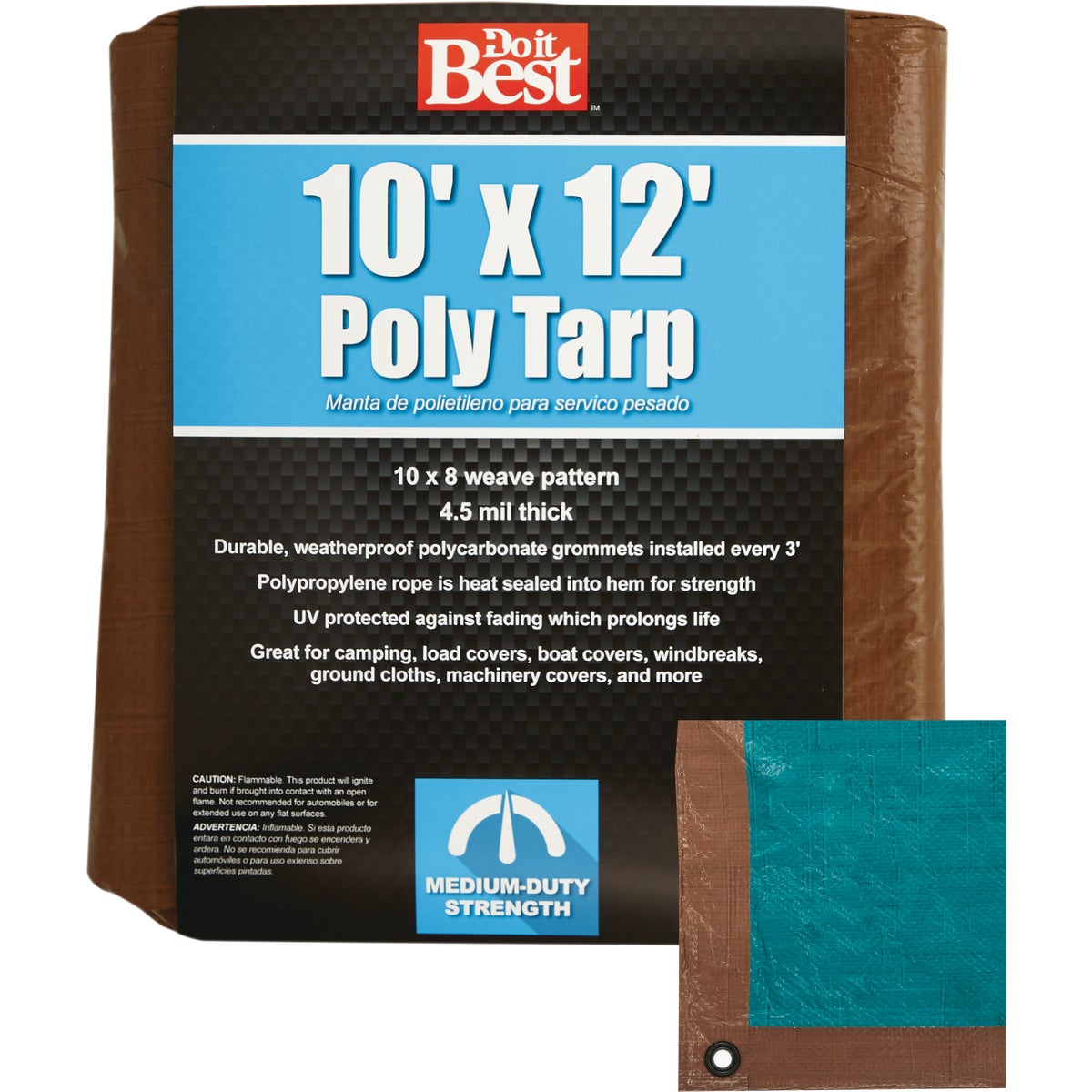 Do it Best 1 Side Green/1 Side Brown Woven 10 Ft. x 12 Ft. Medium Duty Poly Tarp