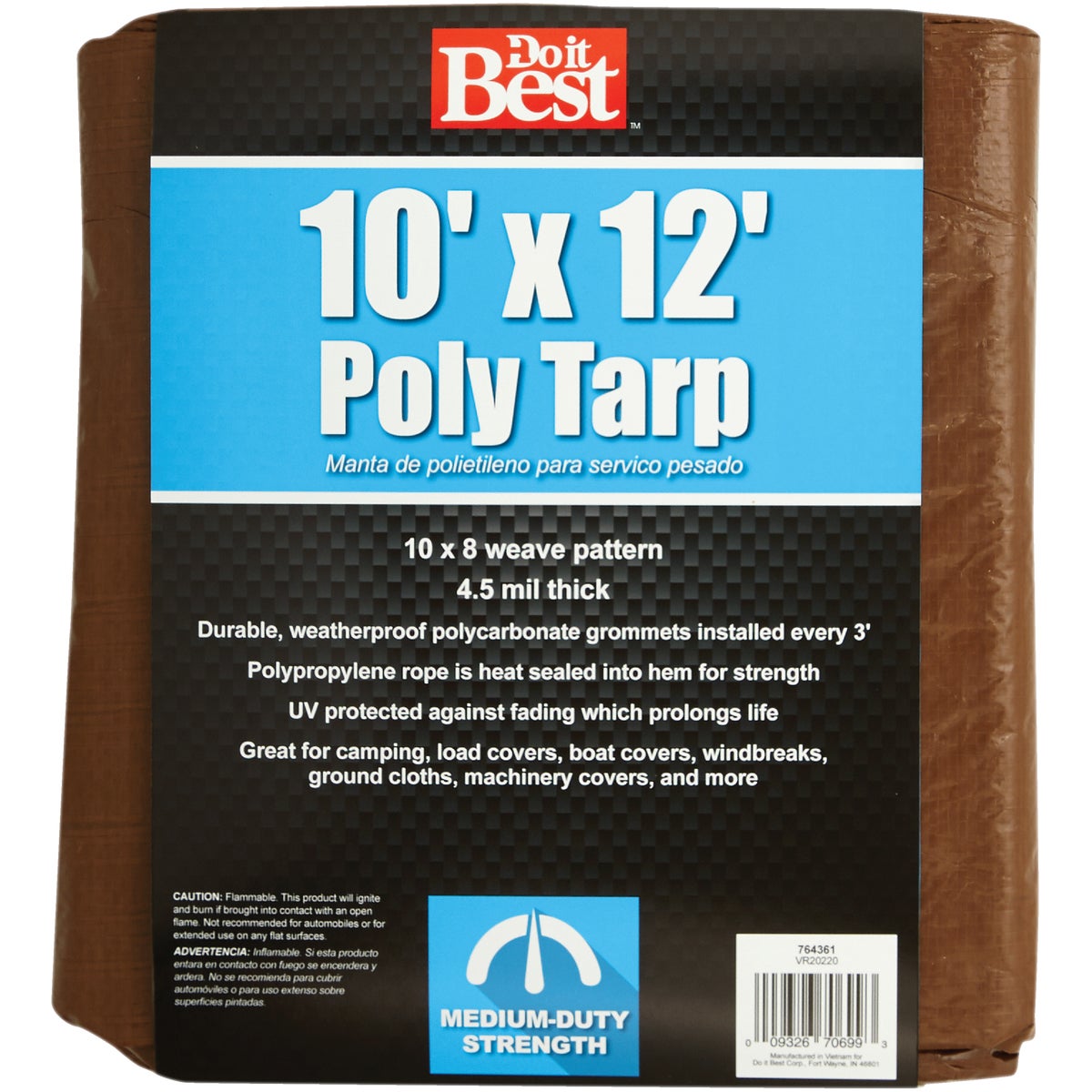 Do it Best 1 Side Green/1 Side Brown Woven 10 Ft. x 12 Ft. Medium Duty Poly Tarp