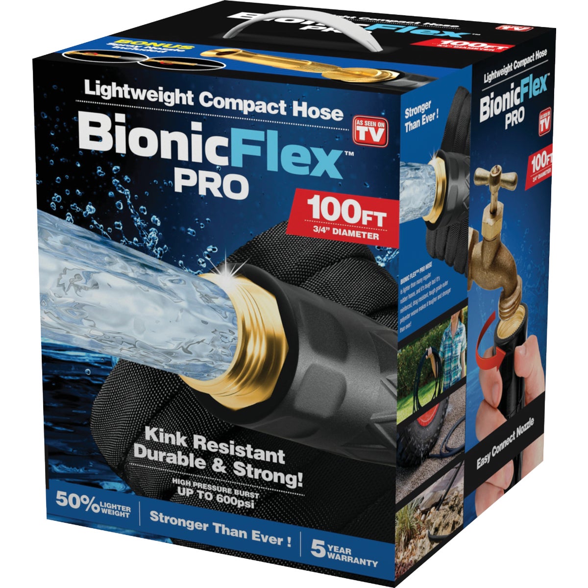 Bionic Force Pro 5/8 In. Dia. X 100 Ft. L. Garden Hose with Brass Fittings