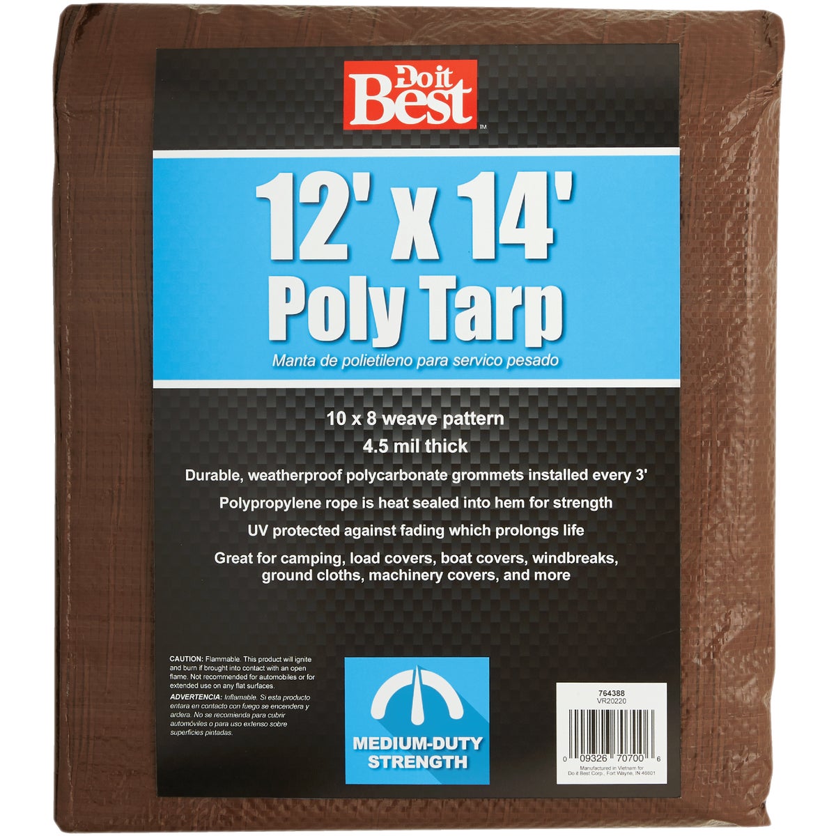 Do it Best 1 Side Green/1 Side Brown Woven 12 Ft. x 14 Ft. Medium Duty Poly Tarp