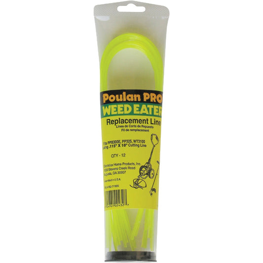 Poulan Pro Weedeater 0.115 In. Dia. x 18 In. L. Pre-Cut Trimmer Line (12-Piece)