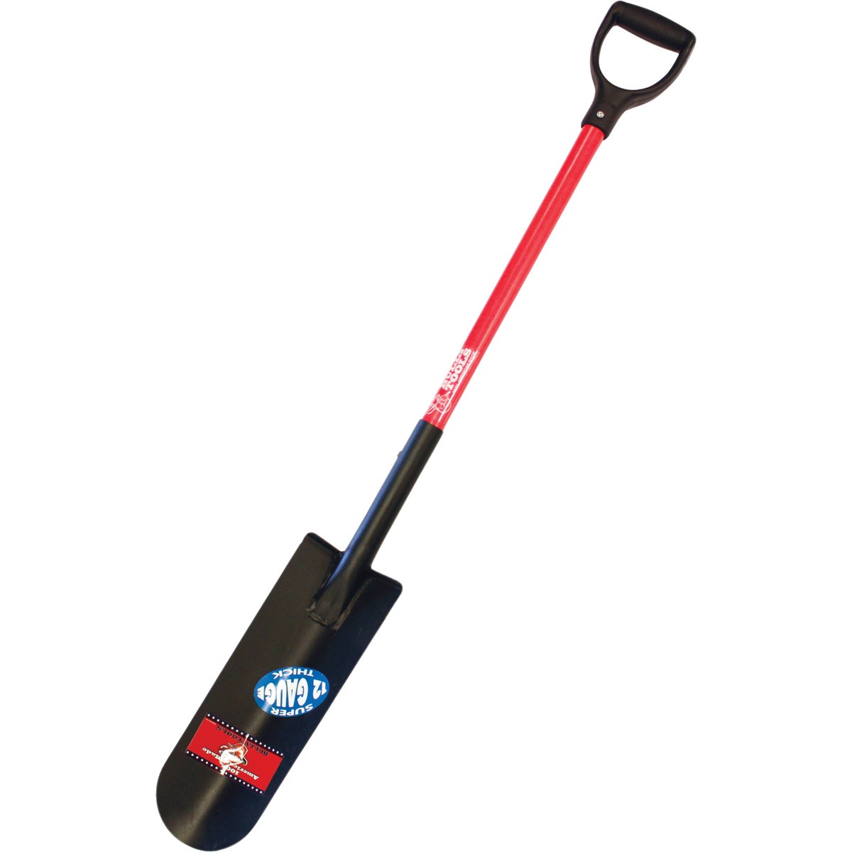 Bully Tools 12-Gauge 32 In. Fiberglass D-Handle Round Point Drain Spade