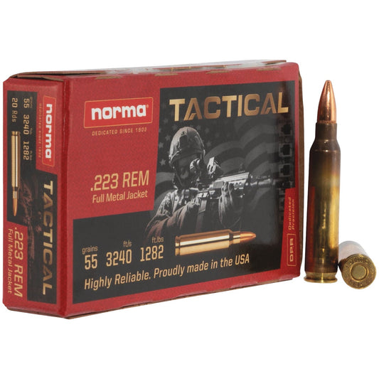 Norma Tactical .223 Rem 55 Grain FMJ Centerfire Ammunition Cartridges