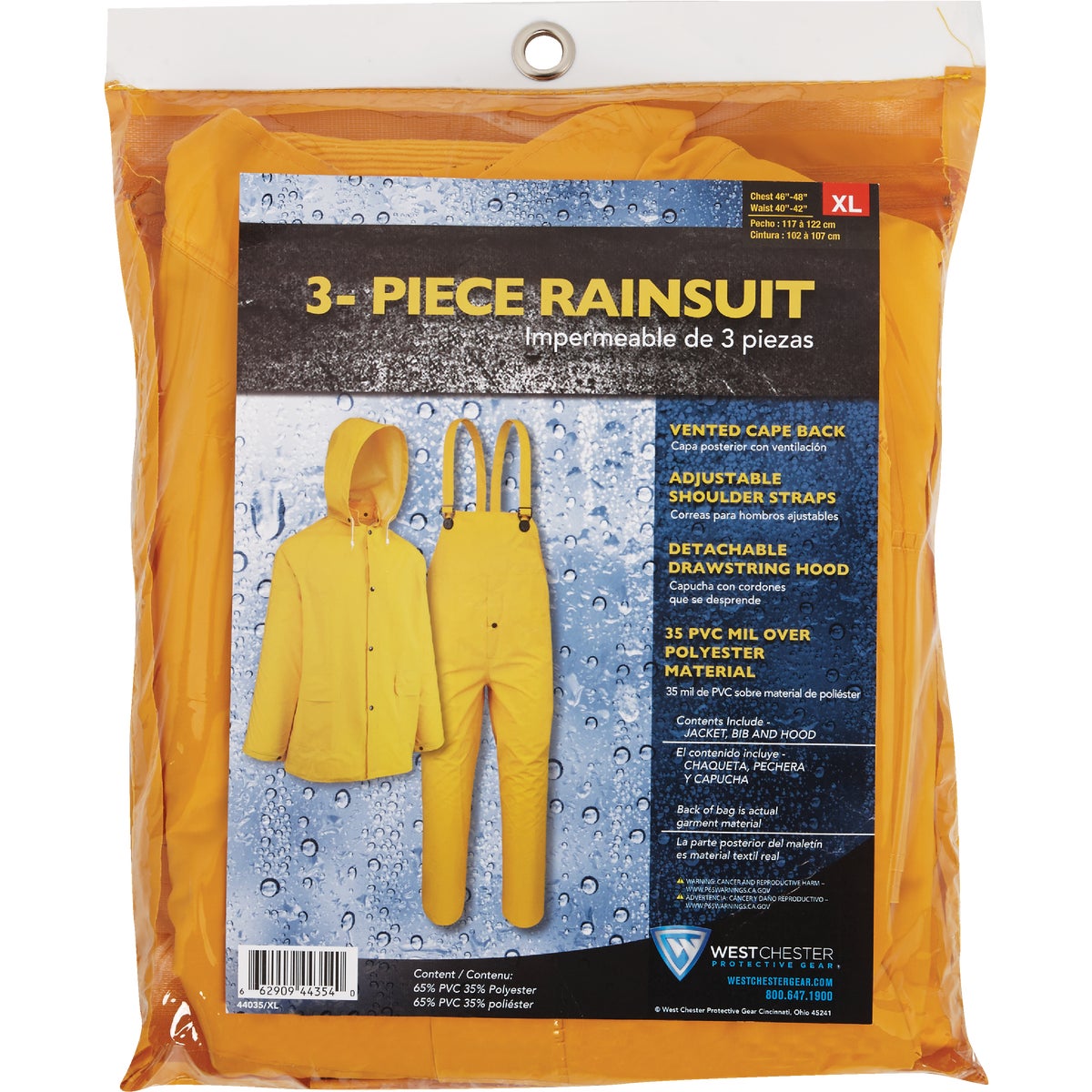 West Chester XL 3-Piece Yellow PVC Rain Suit