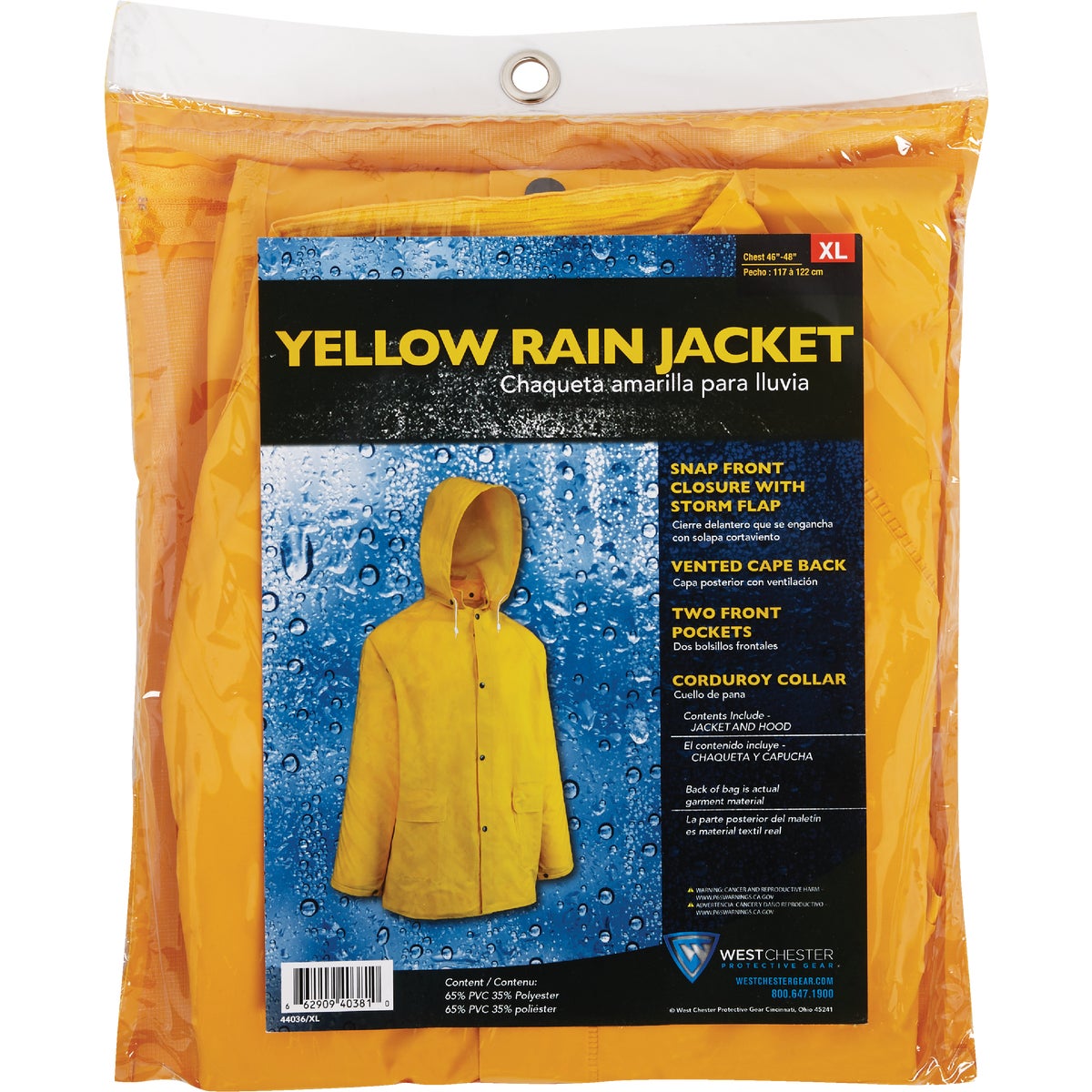 West Chester XL Yellow PVC Raincoat