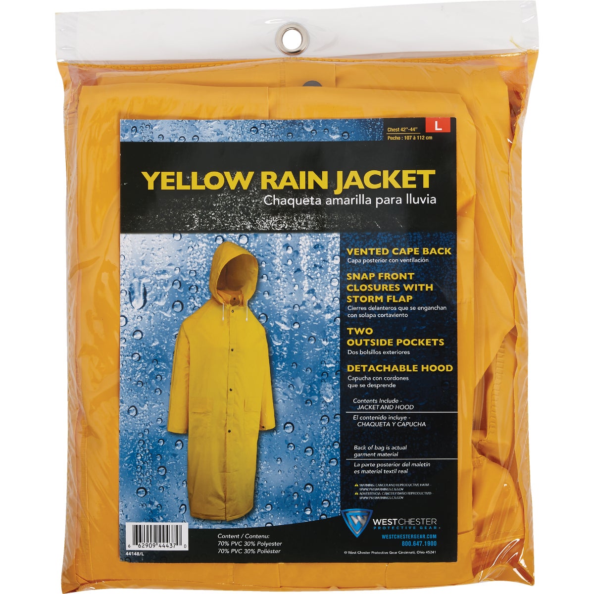 West Chester Large Safety Yellow PVC Trench Coat