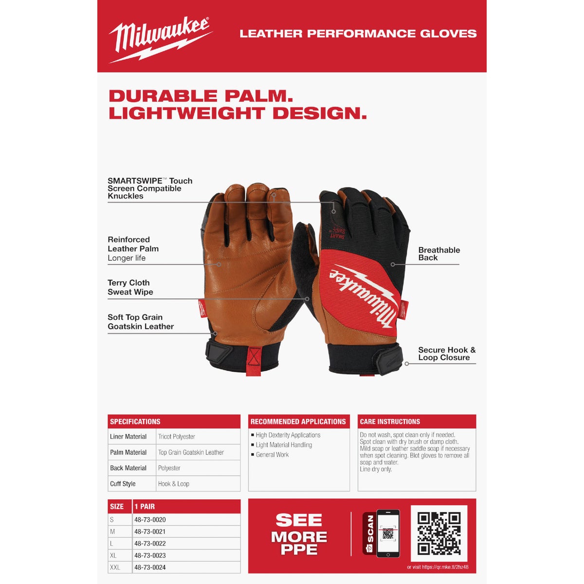 Milwaukee Unisex Large Leather Performance Work Glove