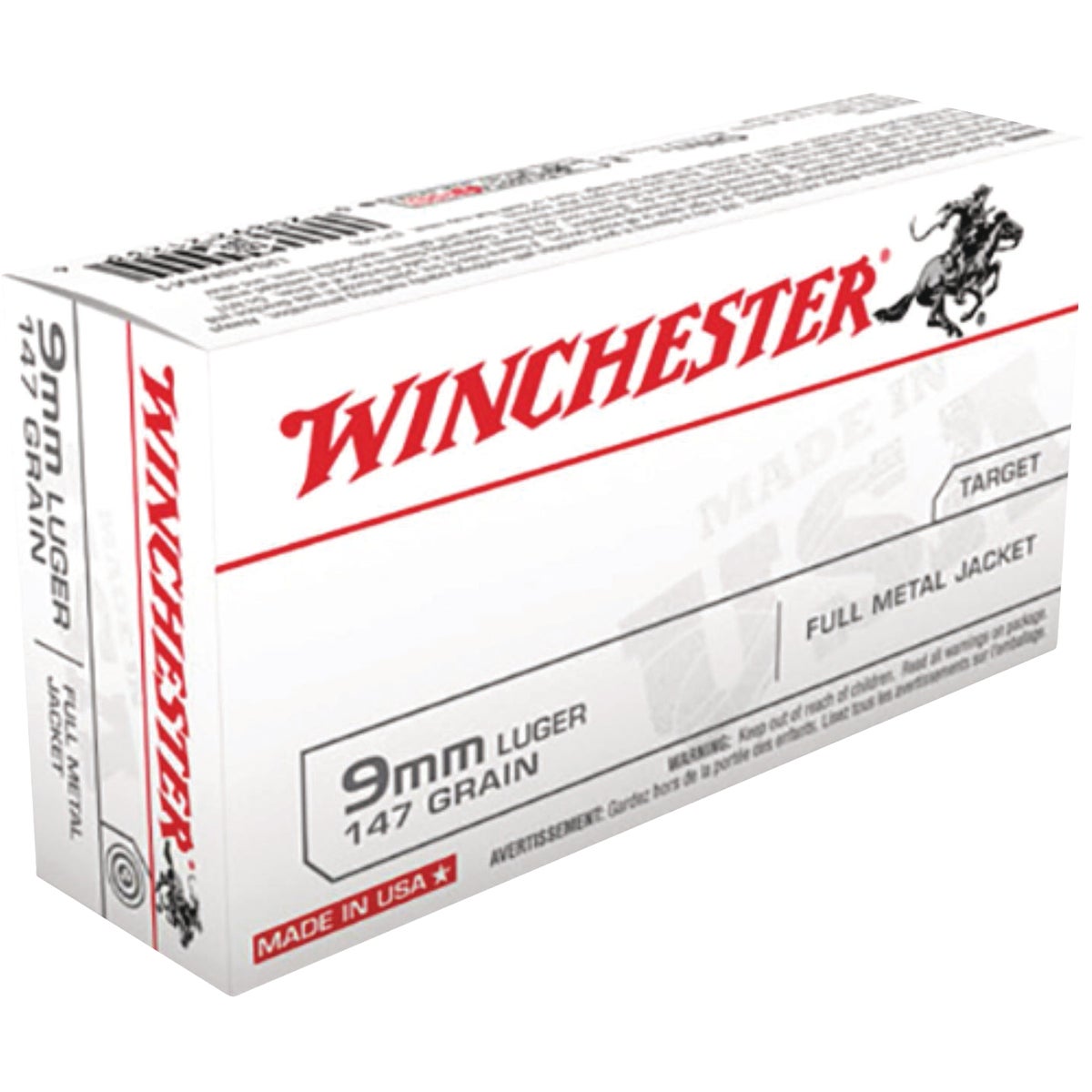 Winchester 9mm 147 Grain FMJ Centerfire Ammunition Cartridges