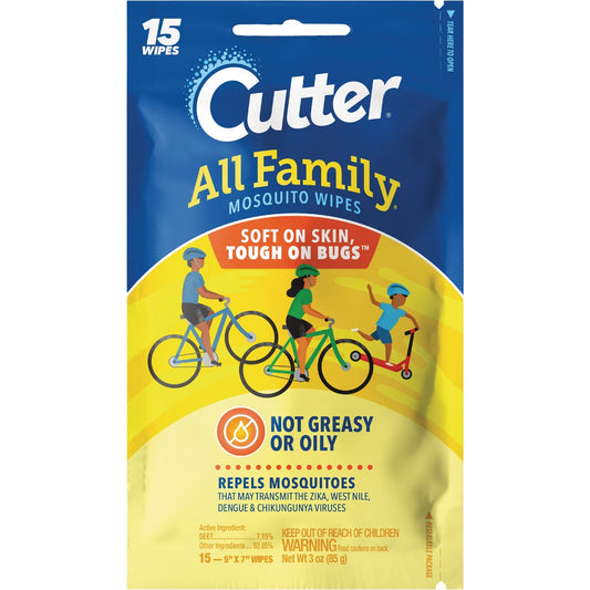 Cutter All Family Insect Repellent Wipes (15-Pack)