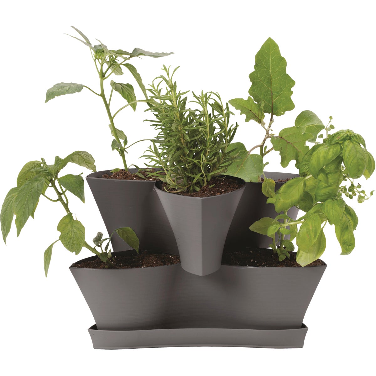 Bloem Collins 16 In. x 10.4 In. Charcoal 2-Level Planter