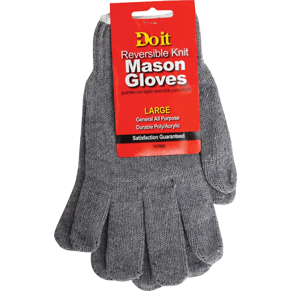 Do it Men's Large Reversible Knit Polyester Mason Glove, Gray