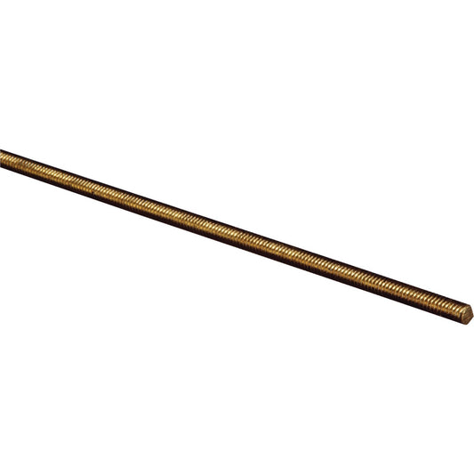 HILLMAN Steelworks 3/8 In. x 1 Ft. Solid Brass Threaded Rod