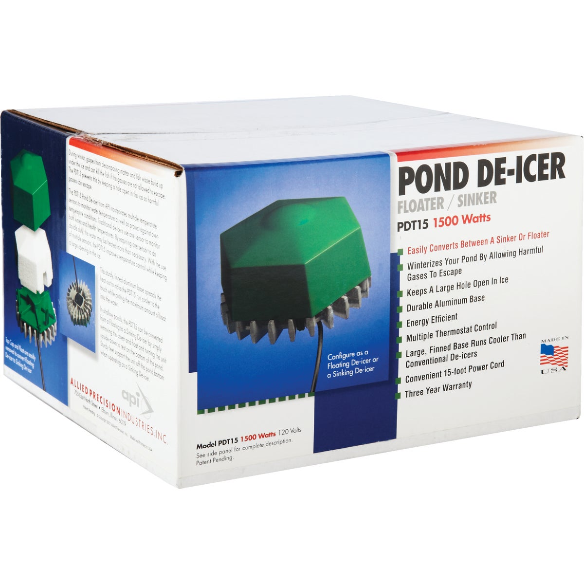 API 1500W 15 Ft. Floater/Sinker Pond De-Icer