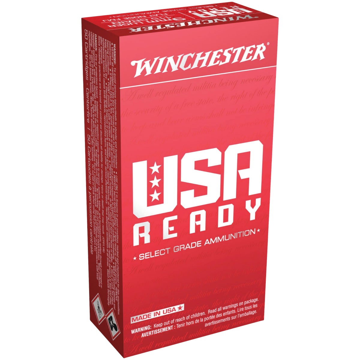 Winchester USA Ready 9mm Luger 115 Grain Centerfire Ammunition Cartridges