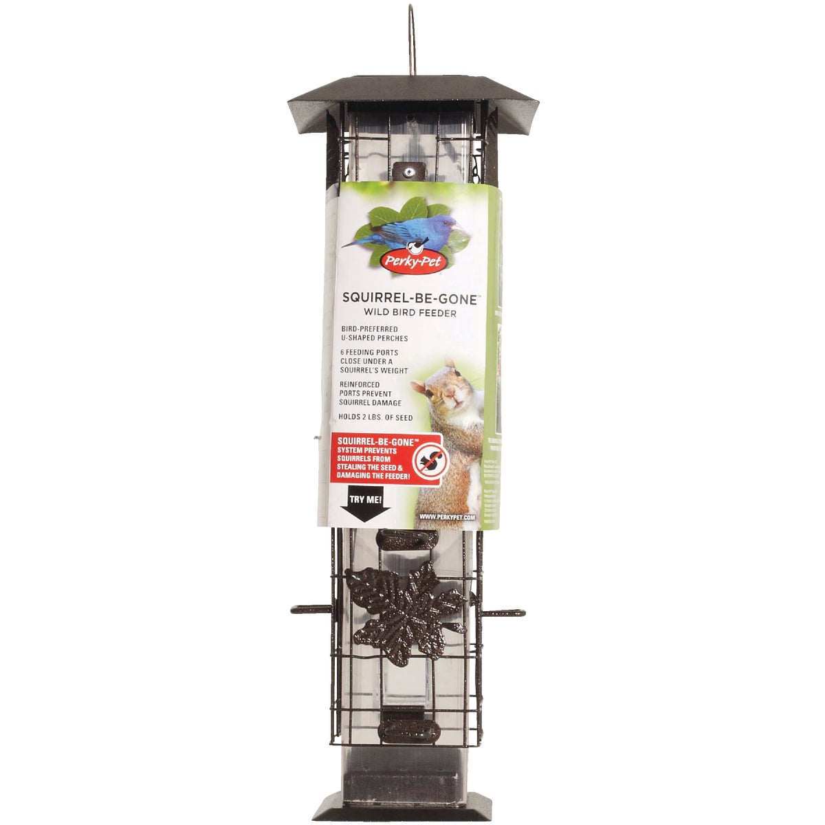 Perky-Pet Squirrel-Be-Gone Bronze Metal Leaf 2 Lb. Capacity Tube Bird Feeder