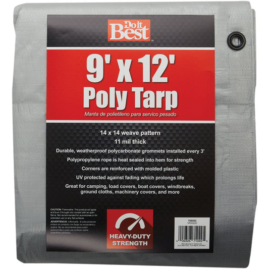 Do it Best Silver Woven 9 Ft. x 12 Ft. Heavy Duty Poly Tarp