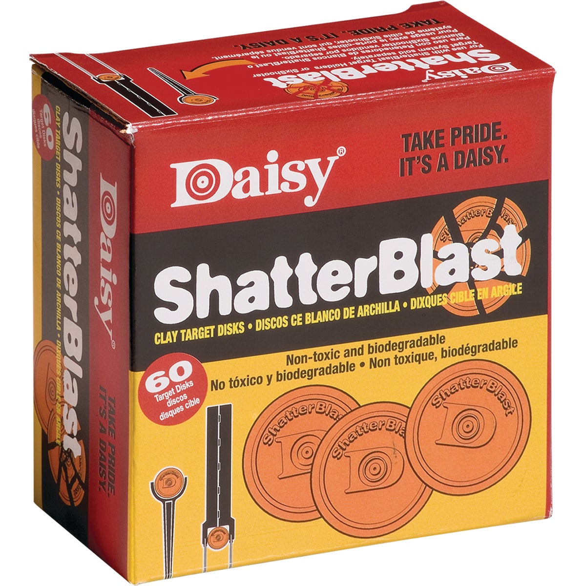 Daisy ShatterBlast 2 In. Hunter Orange Clay Target (60-Pack)