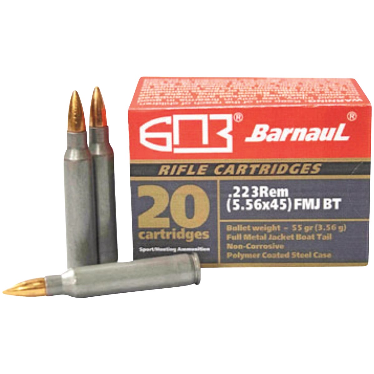 Barnaul Ammunition .223 Rem 55 Grain FMJ Centerfire Ammunition Cartridges