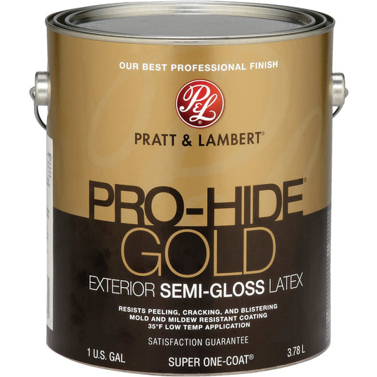 Pratt & Lambert Pro-Hide Gold Latex Semi-Gloss Exterior House Paint, Base 3, 1 Gal.