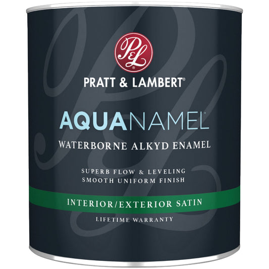 Pratt & Lambert Aquanamel Waterborne Alkyd Satin Interior/Exterior Enamel, Neutral Base, 1 Qt.