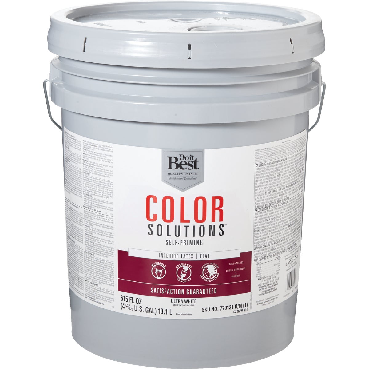 Do it Best Color Solutions Latex Self-Priming Flat Interior Wall Paint, Ultra White, 5 Gal.