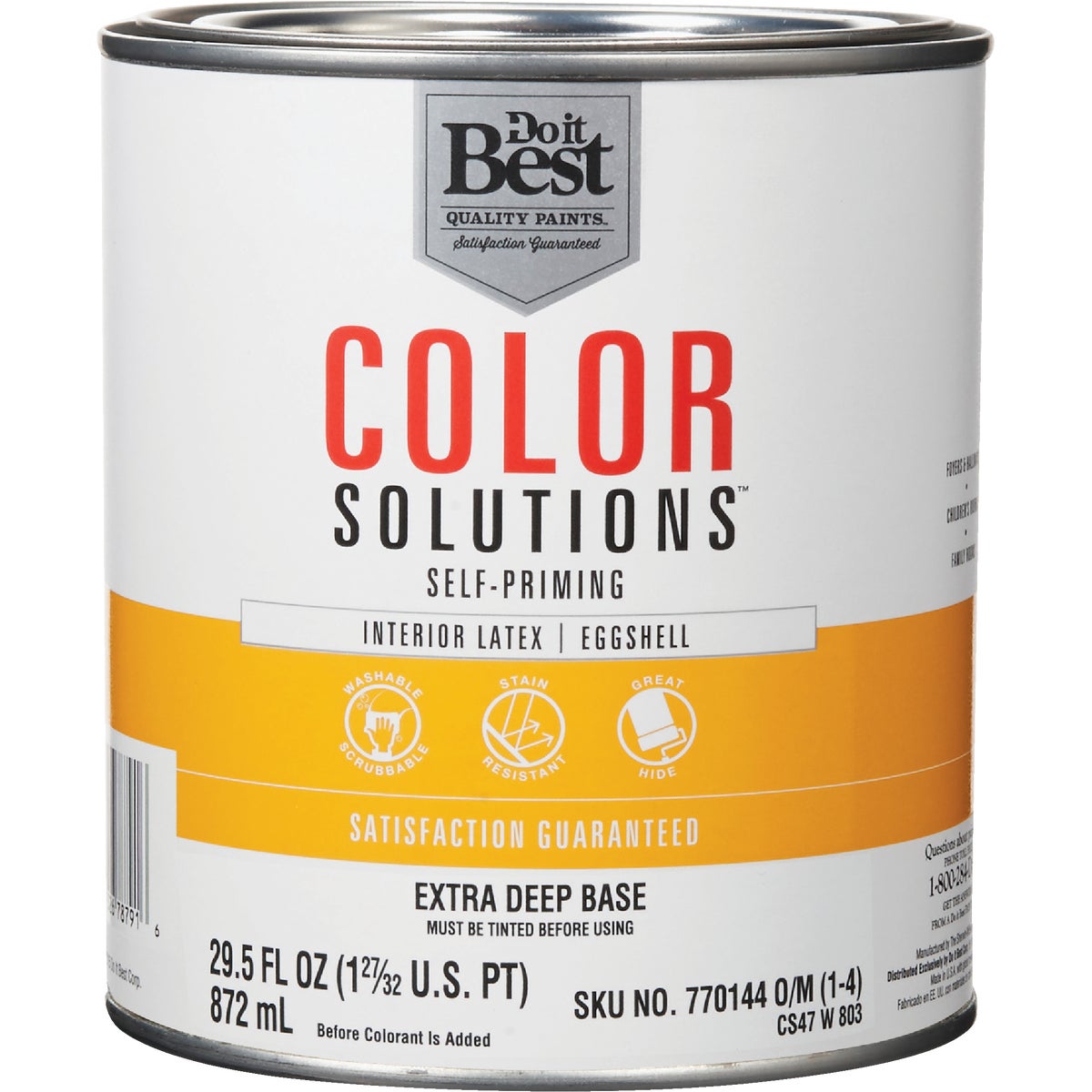 Do it Best Color Solutions Latex Self-Priming Eggshell Interior Wall Paint, Extra Deep Base, 1 Qt.