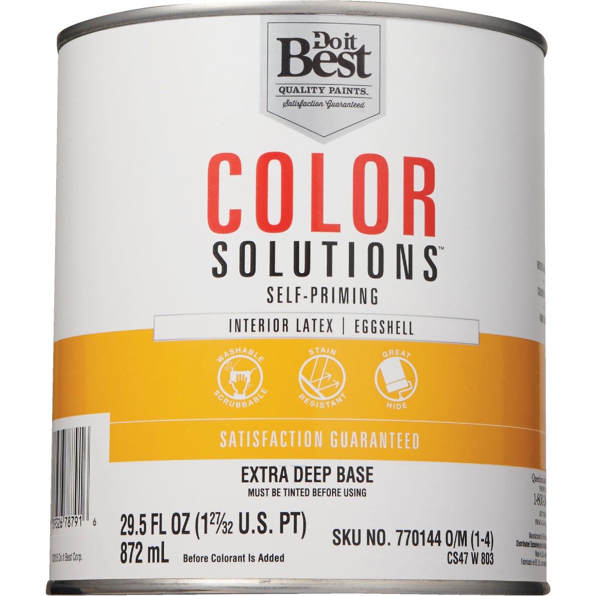 Do it Best Color Solutions Latex Self-Priming Eggshell Interior Wall Paint, Extra Deep Base, 1 Qt.