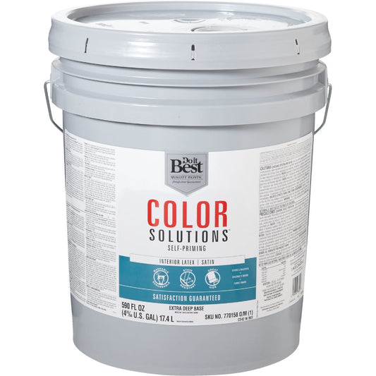 Do it Best Color Solutions Latex Self-Priming Satin Interior Wall Paint, Extra Deep Base, 5 Gal.