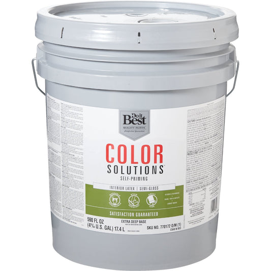 Do it Best Color Solutions Latex Self-Priming Semi-Gloss Interior Wall Paint, Extra Deep Base, 5 Gal.