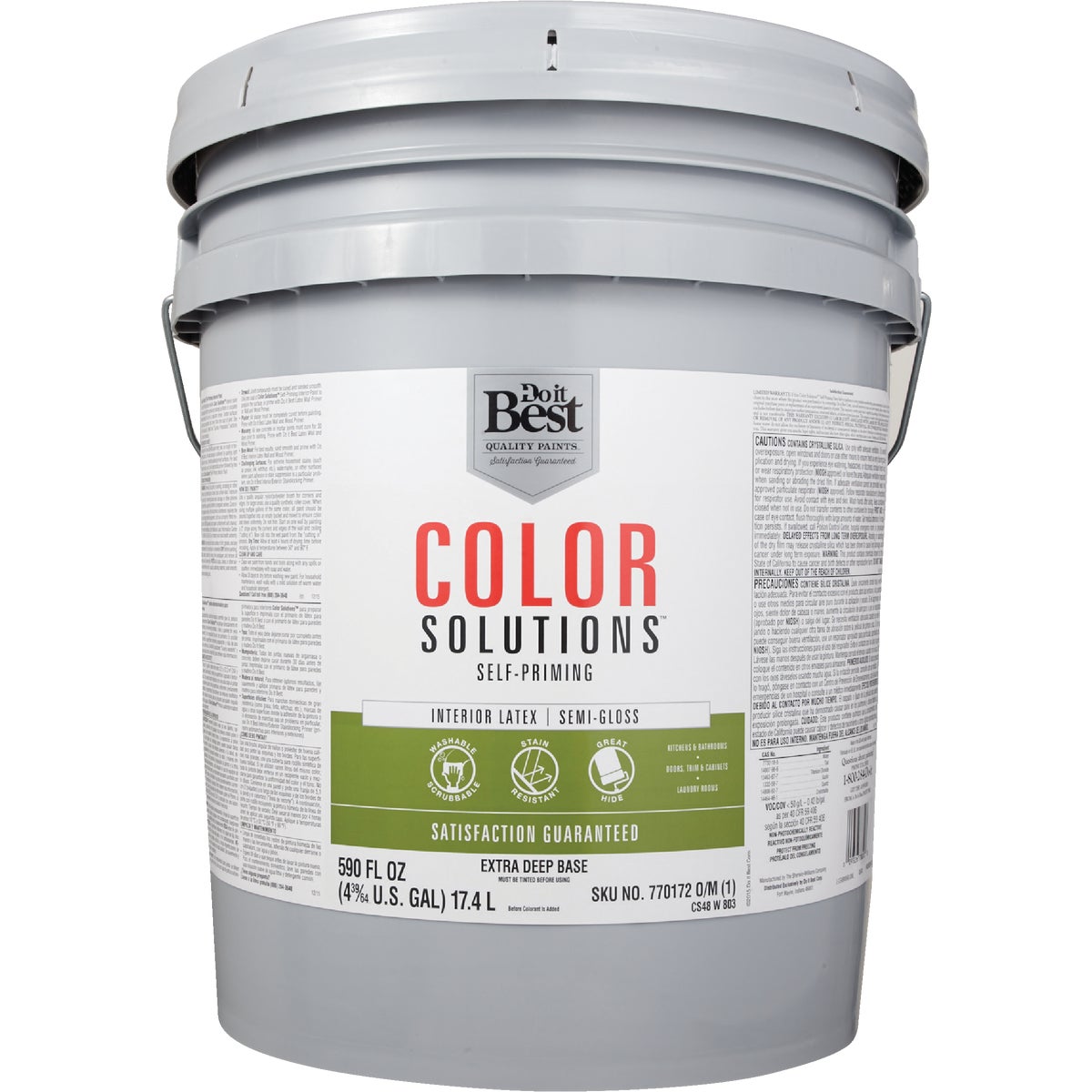 Do it Best Color Solutions Latex Self-Priming Semi-Gloss Interior Wall Paint, Extra Deep Base, 5 Gal.