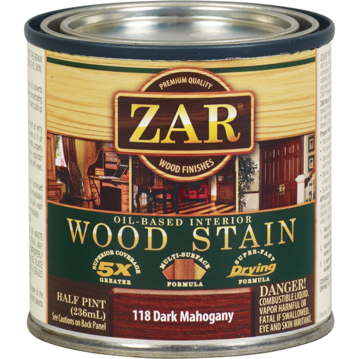 ZAR Oil-Based Wood Stain, Dark Mahogany, 1/2 Pt.