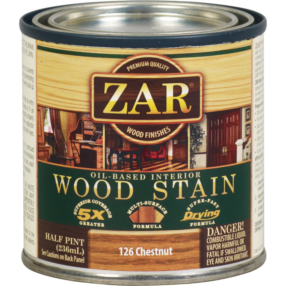 ZAR Oil-Based Wood Stain, Chestnut, 1/2 Pt.