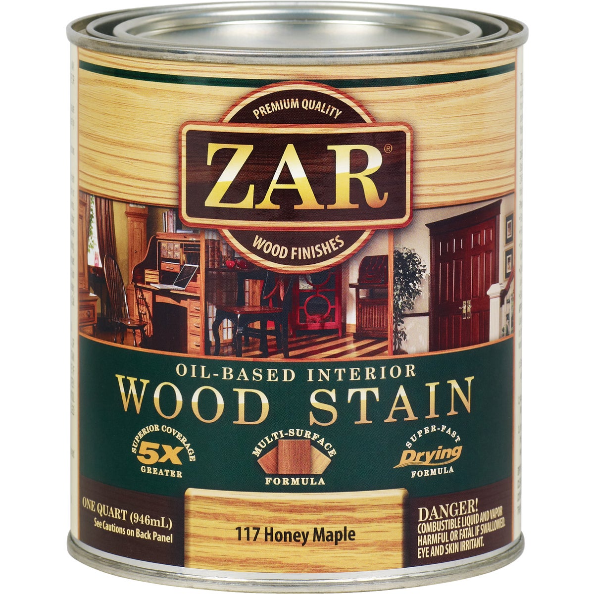 ZAR Oil-Based Wood Stain, Honey Maple, 1 Qt.