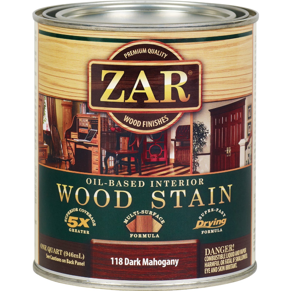 ZAR Oil-Based Wood Stain, Dark Mahogany, 1 Qt.