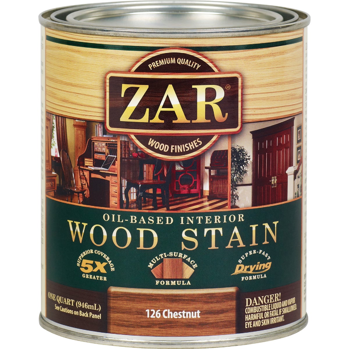 ZAR Oil-Based Wood Stain, Chestnut, 1 Qt.