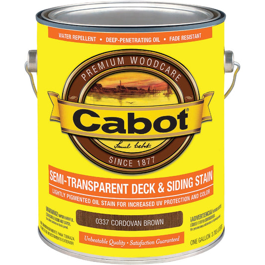 Cabot Semi-Transparent Deck & Siding Exterior Stain, Cordovan Brown, 1 Gal.