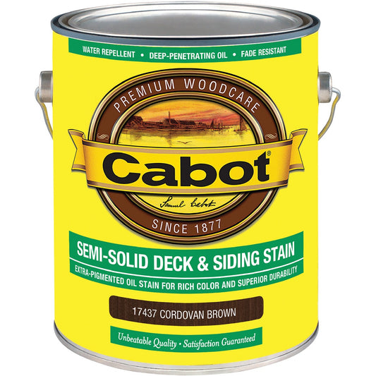 Cabot VOC Semi-Solid Deck & Siding Stain, Cordovan Brown, 1 Gal.