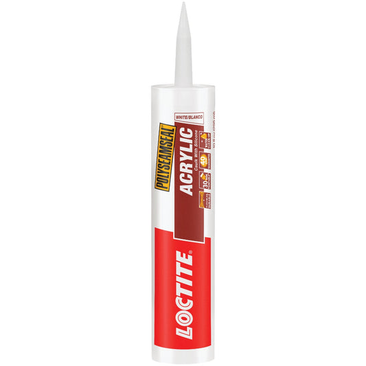 LOCTITE POLYSEAMSEAL 10 Oz. White Acrylic Caulk with Silicone