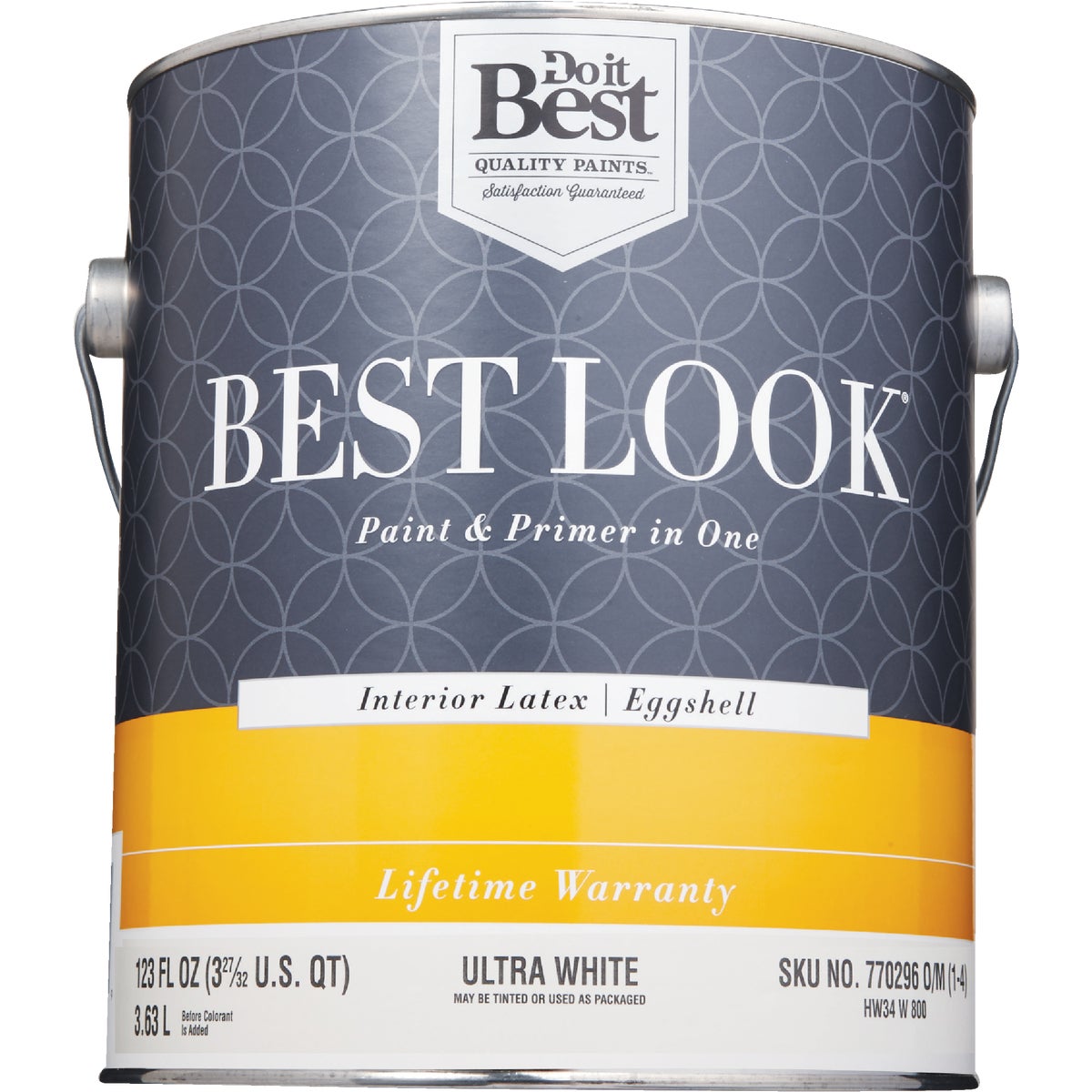 Best Look Latex Paint & Primer In One Eggshell Interior Wall Paint, Ultra White, 1 Gal.