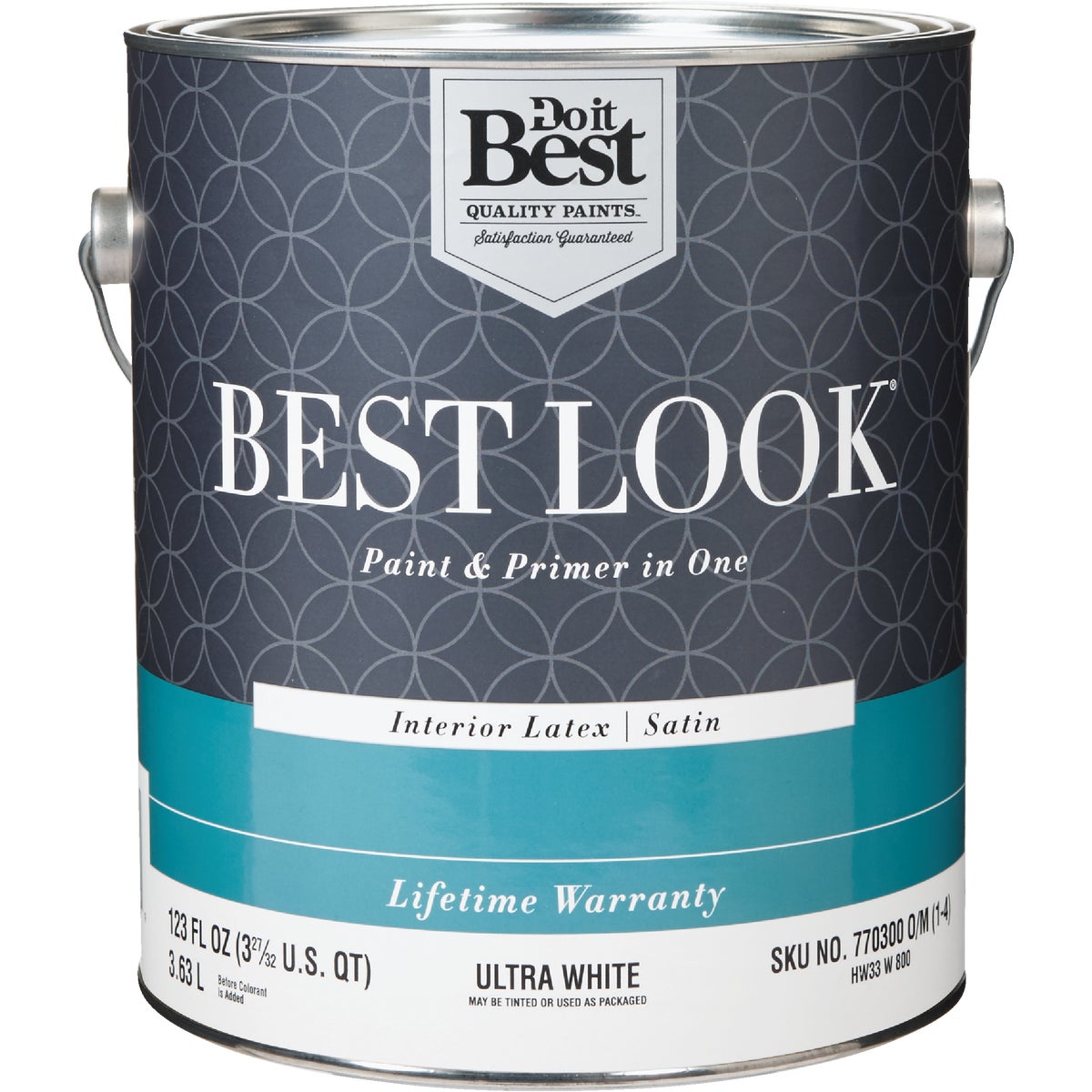 Best Look Latex Paint & Primer In One Satin Interior Wall Paint, Ultra White, 1 Gal.