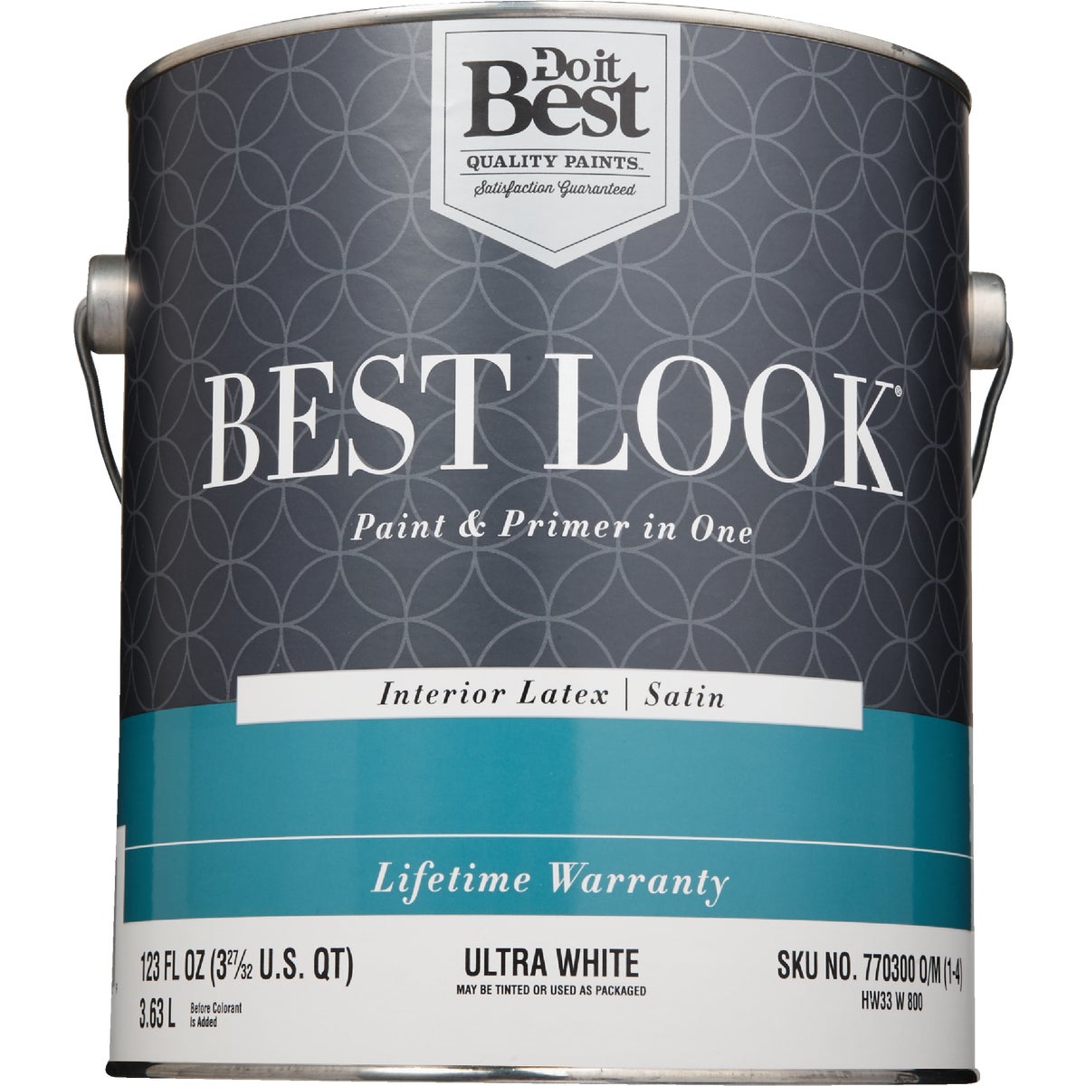 Best Look Latex Paint & Primer In One Satin Interior Wall Paint, Ultra White, 1 Gal.