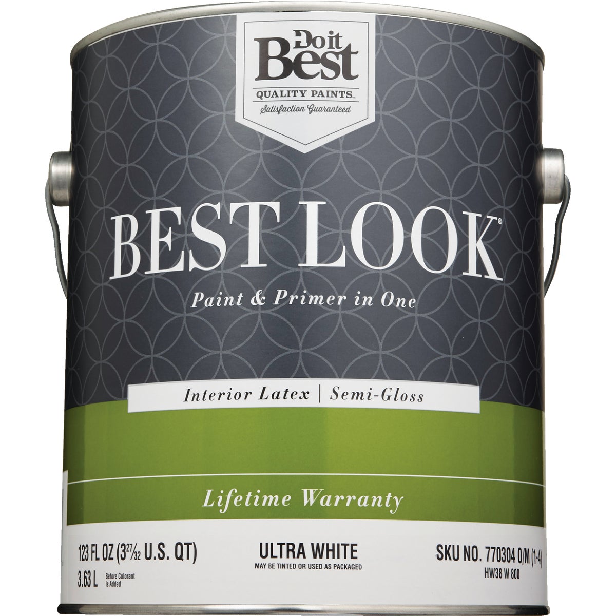 Best Look Latex Paint & Primer In One Semi-Gloss Interior Wall Paint, Ultra White, 1 Gal.