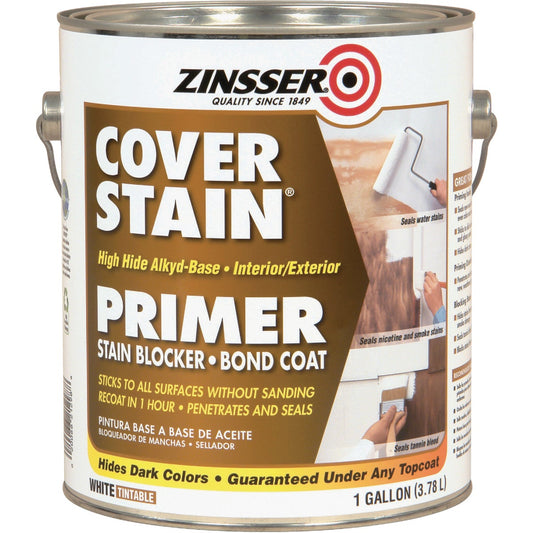 Zinsser Cover-Stain Low VOC High Hide Alkyd-Base Interior/Exterior Stain Blocker Primer, White, 1 Gal.