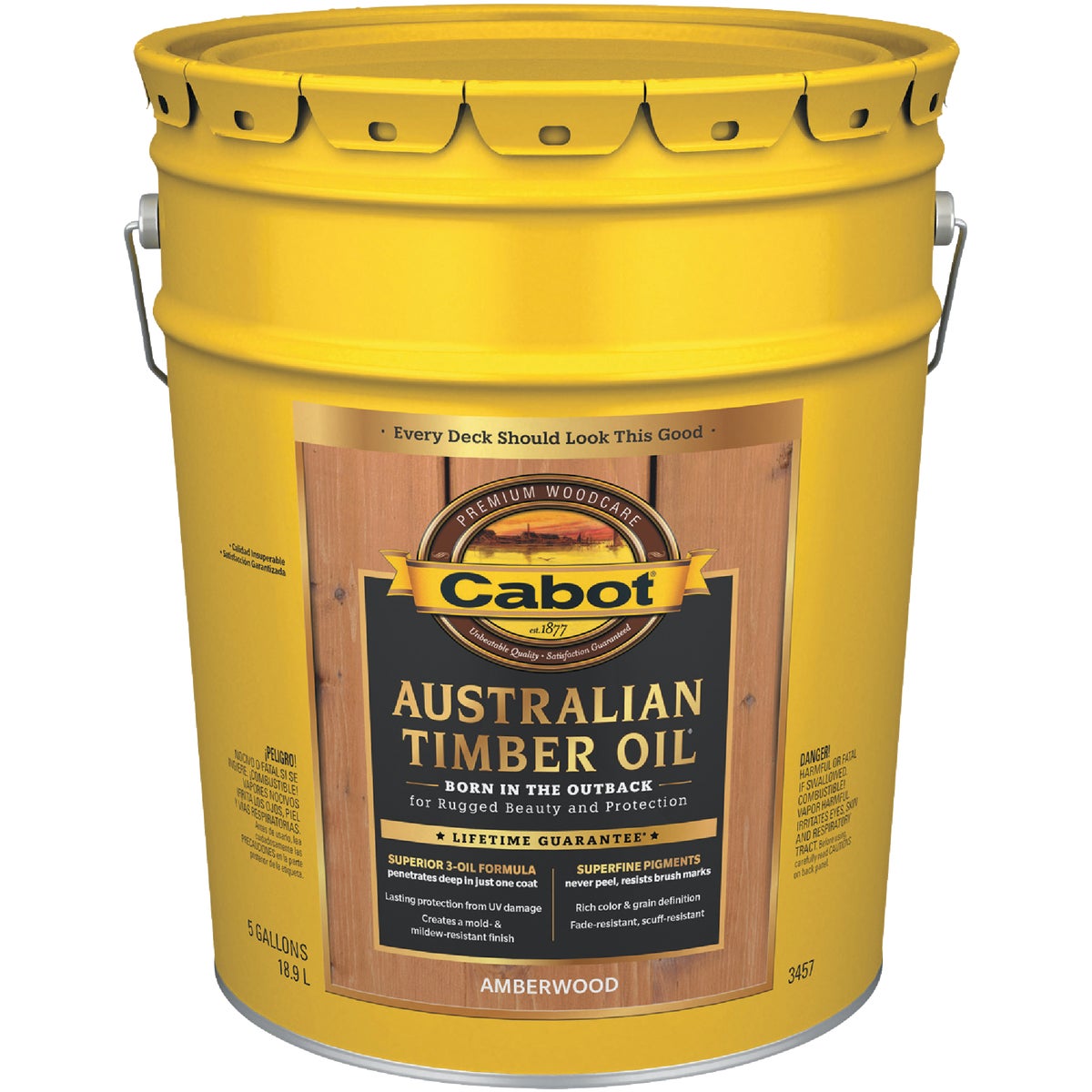 Cabot Australian Timber Oil Translucent Exterior Oil Finish, Amberwood, 5 Gal.